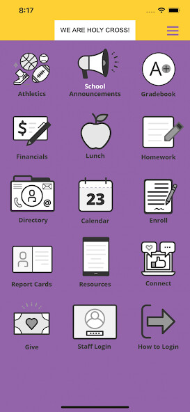 Emulate iPhone app Holy Cross School Champaign using MyAndroid