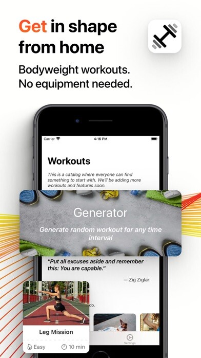 Emulate iPhone app Holygym: At Home Body Workout using MyAndroid