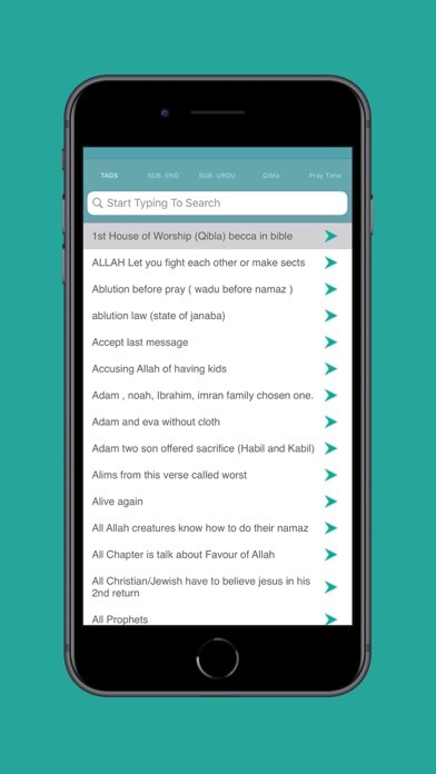 Emulate iPhone app Holy Quran with tags using MyAndroid