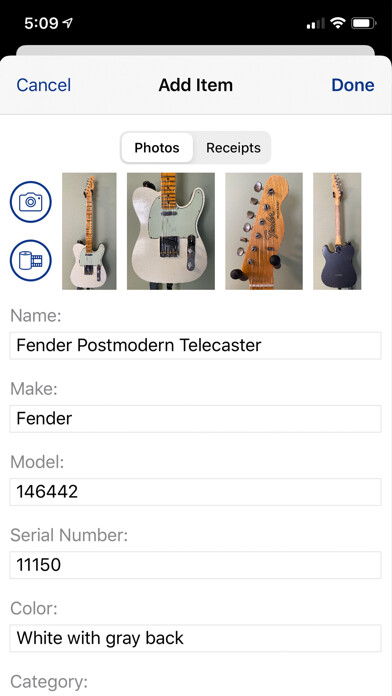 Emulate iPhone app Home Inventory Remote Entry using MyAndroid