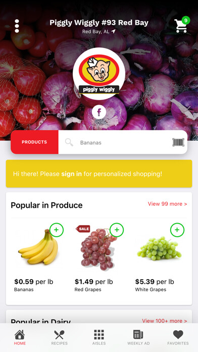 Emulate iPhone app Hometown Piggly Wiggly using MyAndroid