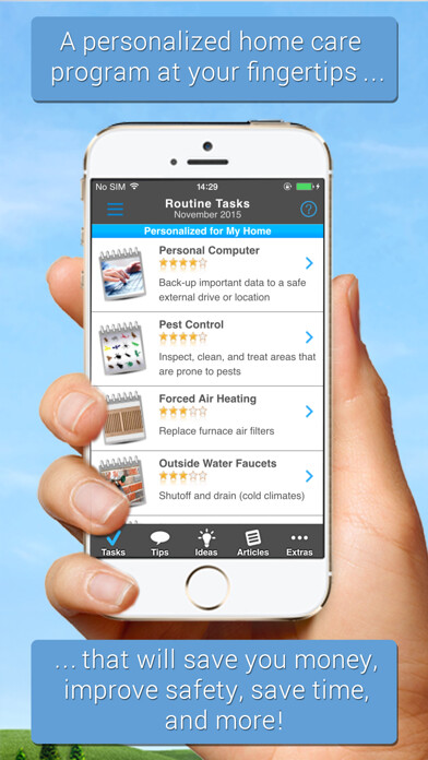 Emulate iPhone app Home Wizard: Personal Home Manager using MyAndroid