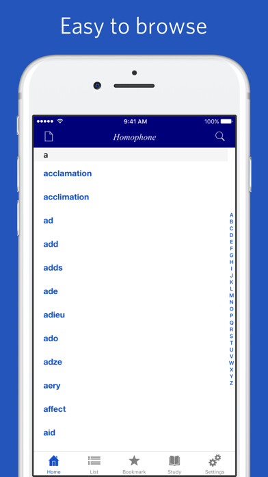 Emulate iPhone app Homophone Dictionary using MyAndroid
