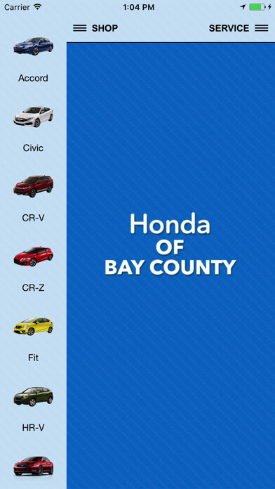 Emulate iPhone app Honda of Bay County using MyAndroid