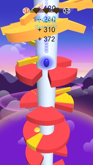 Emulate iPhone app Hop Ball-Bounce On Stack Tower using MyAndroid