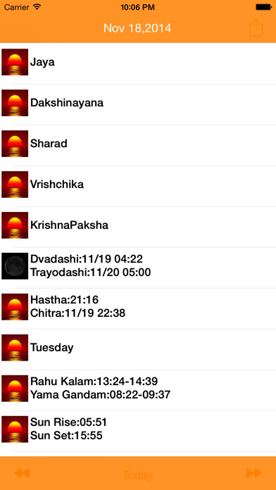 Emulate iPhone app Hora! Panjangam Calendar using MyAndroid Emulate iPhone app Hora! Panjangam Calendar using MyAndroid