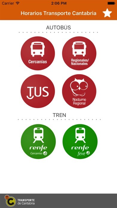 Emulate iPhone app Horarios Transporte Cantabria using MyAndroid
