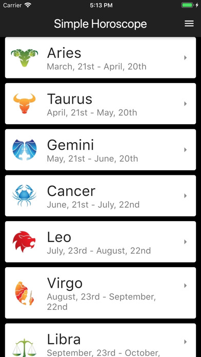 Emulate iPhone app Horoscope 2O2O using MyAndroid
