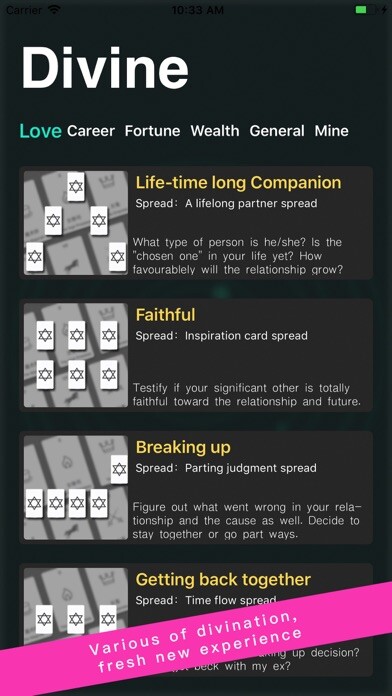 Emulate iPhone app Horoscopes Tarot Card Reading using MyAndroid