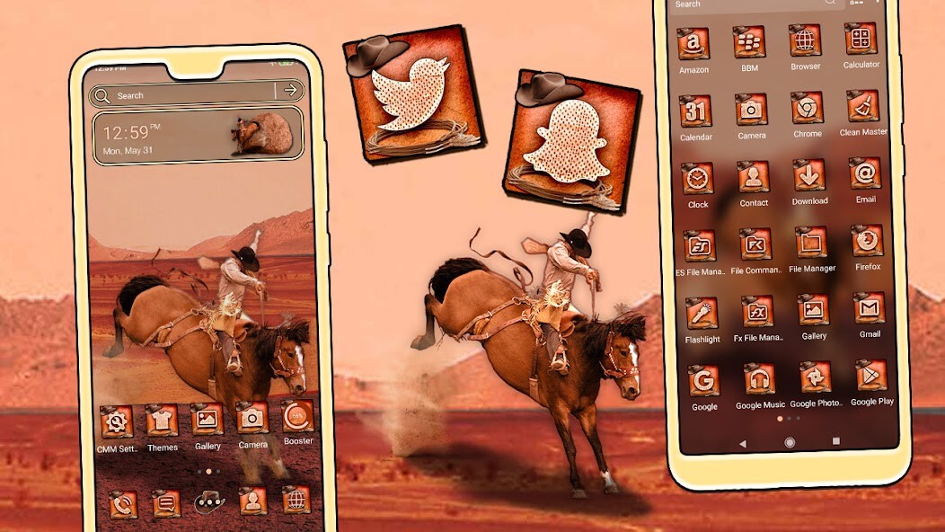 Run android online APK Horse Cowboy Launcher Theme from MyAndroid or emulate Horse Cowboy Launcher Theme using MyAndroid