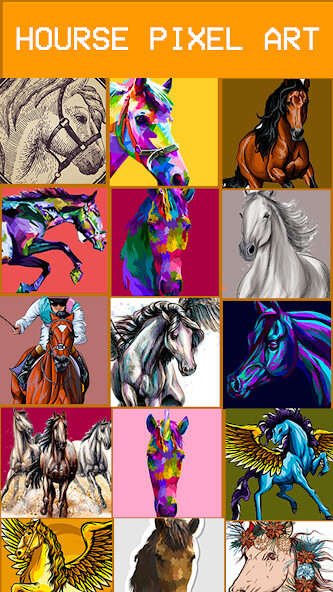 Run android online APK Horse Pixel Coloring Art Game from MyAndroid or emulate Horse Pixel Coloring Art Game using MyAndroid