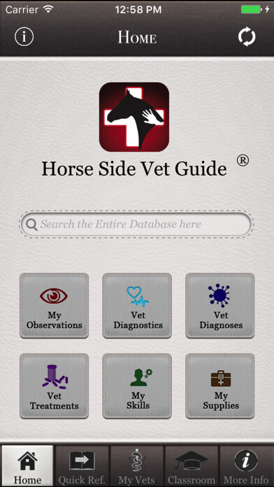 Emulate iPhone app Horse Side Vet Guide using MyAndroid