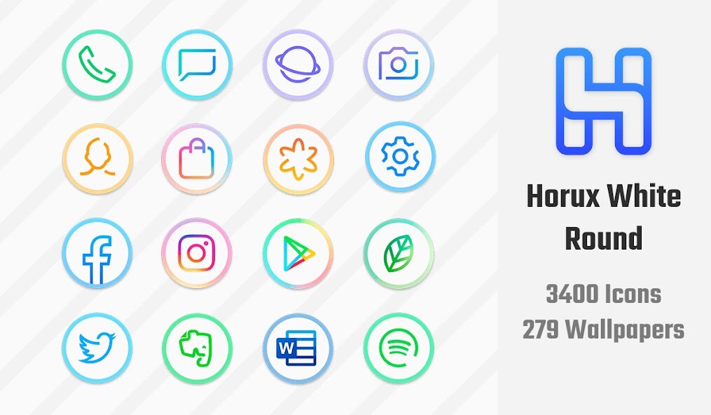 Run android online APK Horux White - Round Icon Pack from MyAndroid or emulate Horux White - Round Icon Pack using MyAndroid
