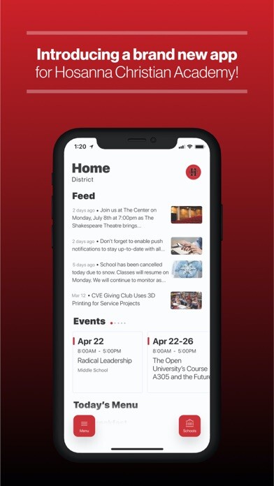 Emulate iPhone app Hosanna Christian Academy using MyAndroid