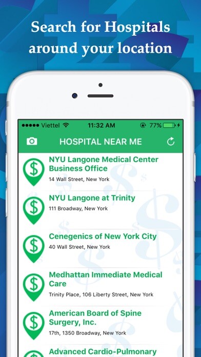 Emulate iPhone app Hospital Near Me using MyAndroid