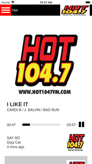 Emulate iPhone app Hot 104.7 using MyAndroid