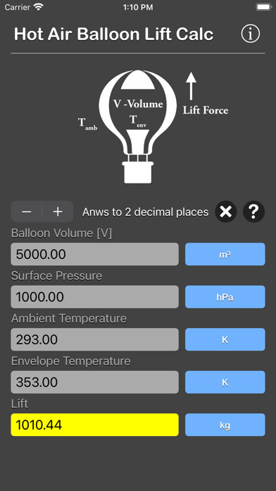Emulate iPhone app Hot Air Balloon Lift Calc using MyAndroid Emulate iPhone app Hot Air Balloon Lift Calc using MyAndroid