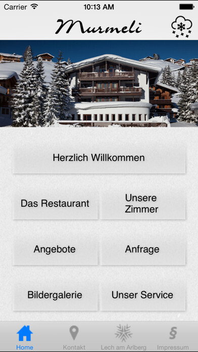 Emulate iPhone app Hotel Murmeli using MyAndroid