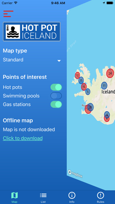 Emulate iPhone app Hot Pot Iceland using MyAndroid