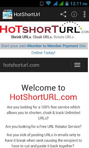 Emulate Android APK HotShortUrl Cloak  Track Urls
