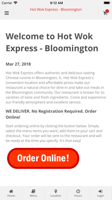 Emulate iPhone app Hot Wok Express Bloomington using MyAndroid Emulate iPhone app Hot Wok Express Bloomington using MyAndroid