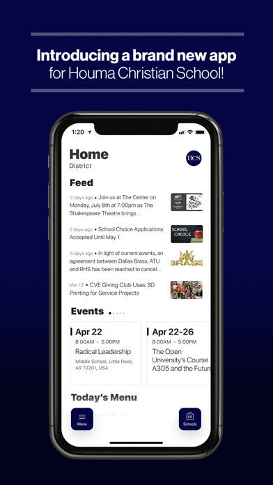 Emulate iPhone app Houma Christian School using MyAndroid