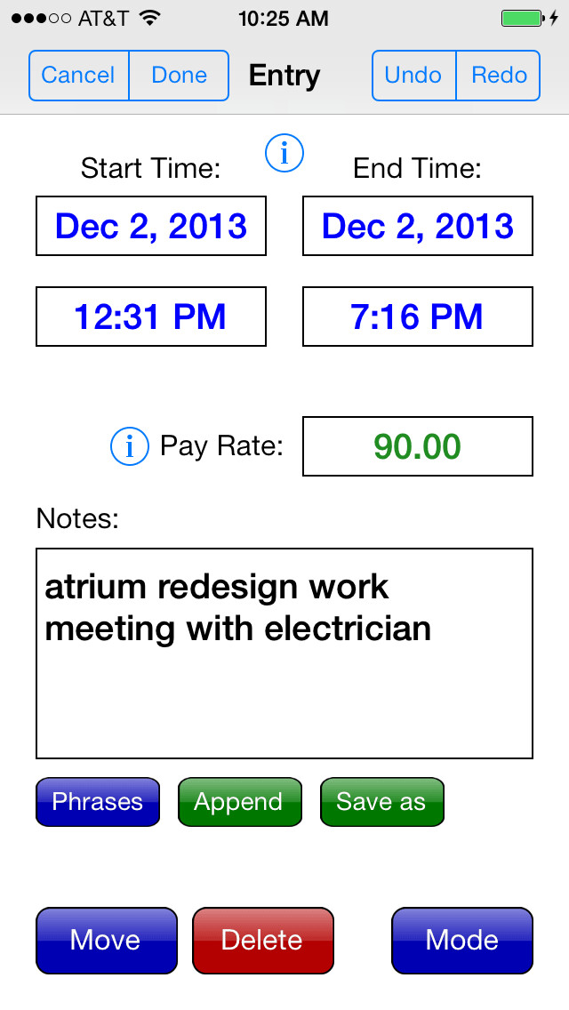 Emulate iPhone app HourBill - fast time + expense management, timesheet and billing using MyAndroid