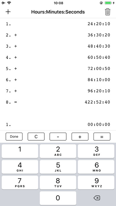 Emulate iPhone app Hours + Minutes Calculator Pro using MyAndroid