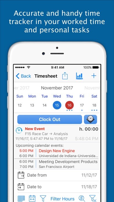 Emulate iPhone app Hours, Time Tracker, Expense using MyAndroid