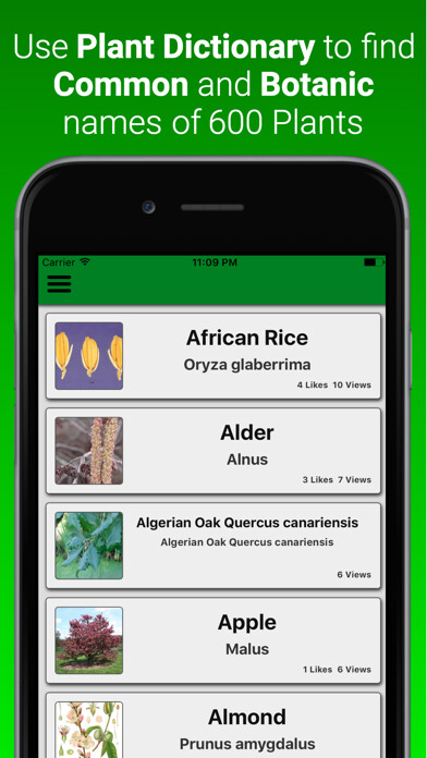Emulate iPhone app House Plant Dictionary using MyAndroid