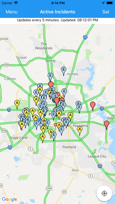 Emulate iPhone app Houston Incident Map using MyAndroid