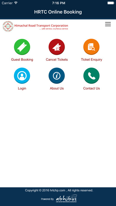 Emulate iPhone app HRTC Online Booking Official using MyAndroid