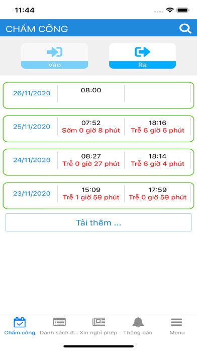 Emulate iPhone app Hệ thống Chấm công using MyAndroid