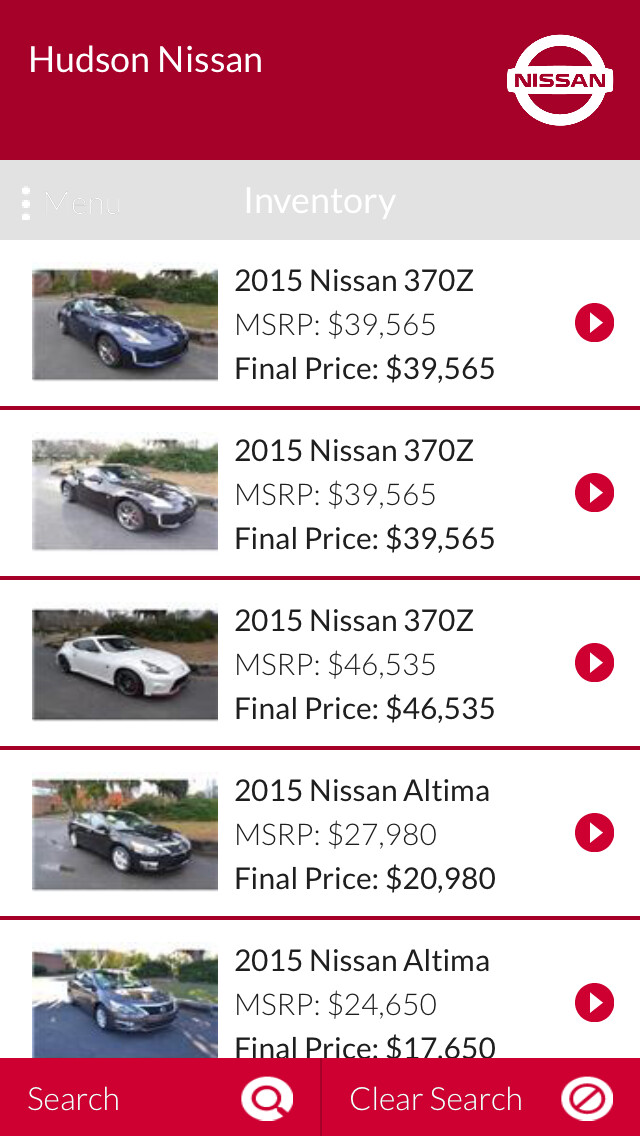 Emulate iPhone app Hudson Nissan using MyAndroid
