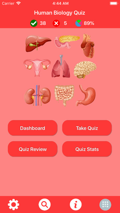 Emulate iPhone app Human Biology Quiz using MyAndroid