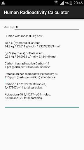 Run android online APK Human Radioactivity Calculator from MyAndroid or emulate Human Radioactivity Calculator using MyAndroid