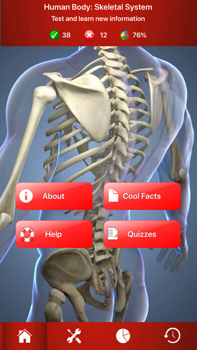 Emulate iPhone app Human Skeletal System Trivia using MyAndroid