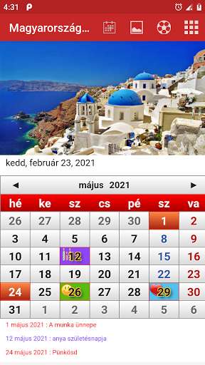 Emulate Android APK Hungary Calendar