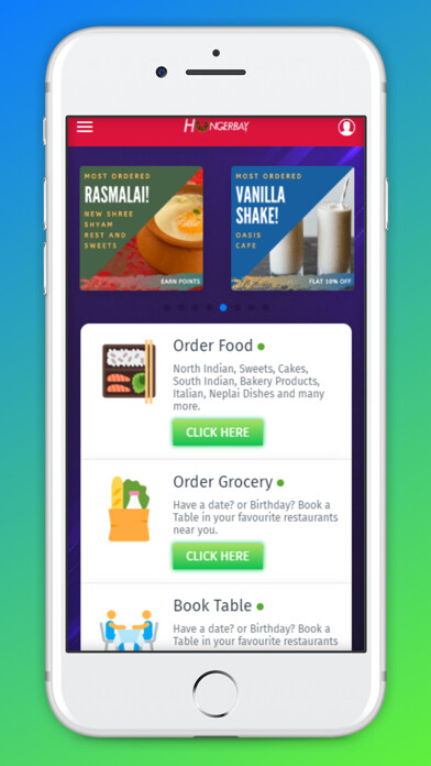 Emulate iPhone app HungerBay Food & Grocery Order using MyAndroid