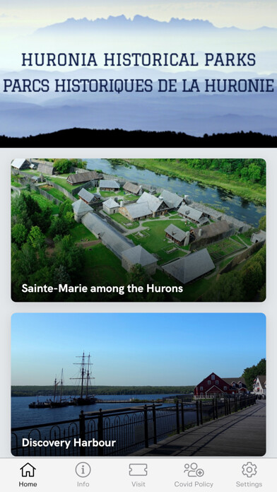 Emulate iPhone app Huronia Historical Parks using MyAndroid
