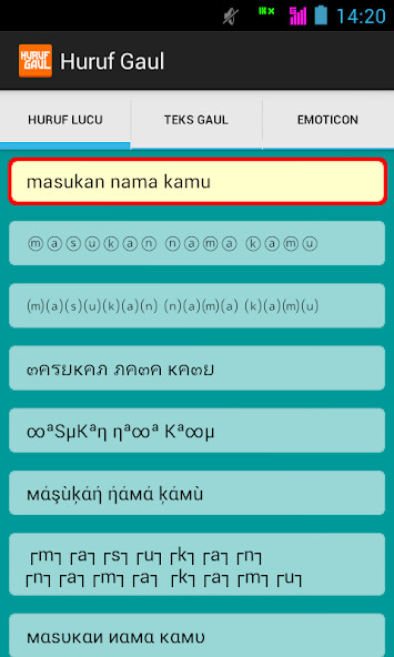 Run android online APK Huruf Gaul dan Lucu from MyAndroid or emulate Huruf Gaul dan Lucu using MyAndroid Run android online APK Huruf Gaul dan Lucu from MyAndroid or emulate Huruf Gaul dan Lucu using MyAndroid
