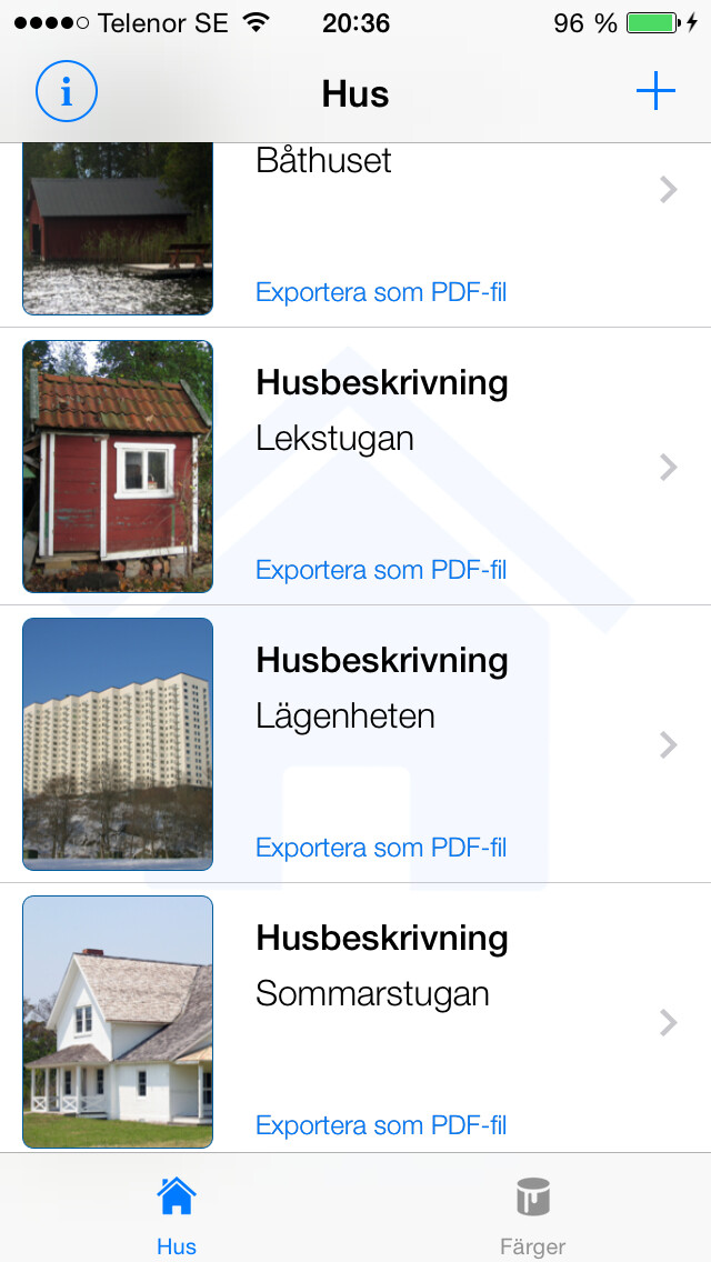 Emulate iPhone app Husets Färger using MyAndroid