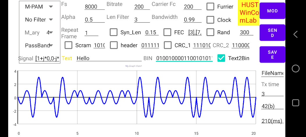 Emulate HUST Digital Communication Tx from MyAndroid or run HUST Digital Communication Tx using MyAndroid