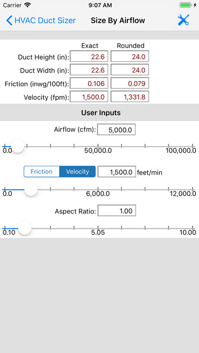 Emulate iPhone app HVAC Duct Sizer using MyAndroid Emulate iPhone app HVAC Duct Sizer using MyAndroid