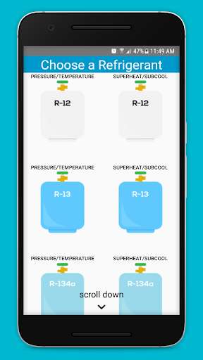 Emulate Android APK HVAC P/T Chart Calculator