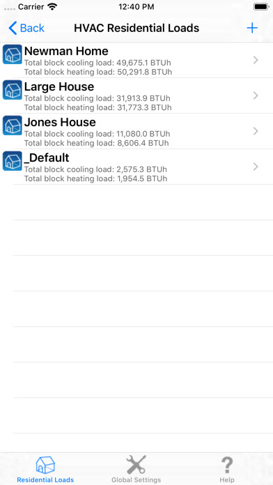 Emulate iPhone app HVAC Residential Load Calcs using MyAndroid