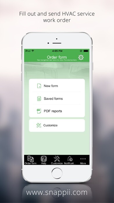 Emulate iPhone app HVAC Service Work Order using MyAndroid