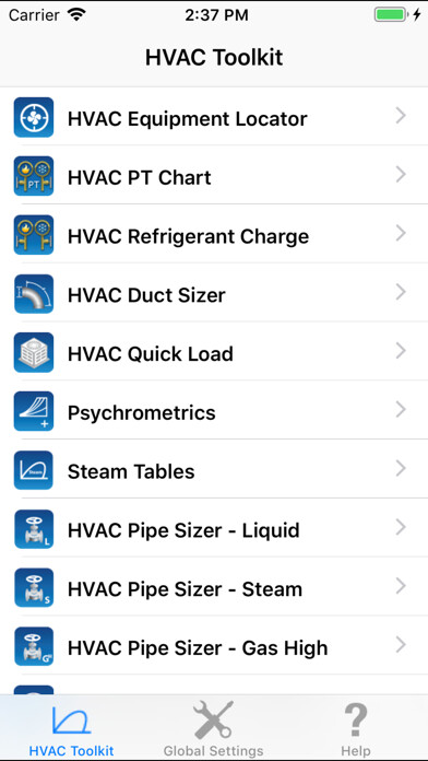 Emulate iPhone app HVAC Toolkit using MyAndroid