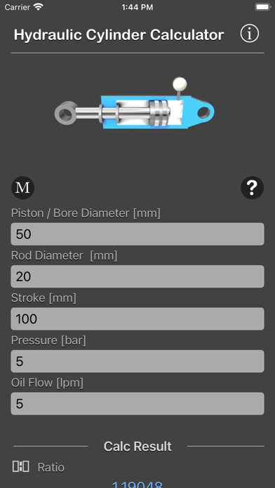 Emulate iPhone app Hydraulic Cylinder Calc using MyAndroid Emulate iPhone app Hydraulic Cylinder Calc using MyAndroid