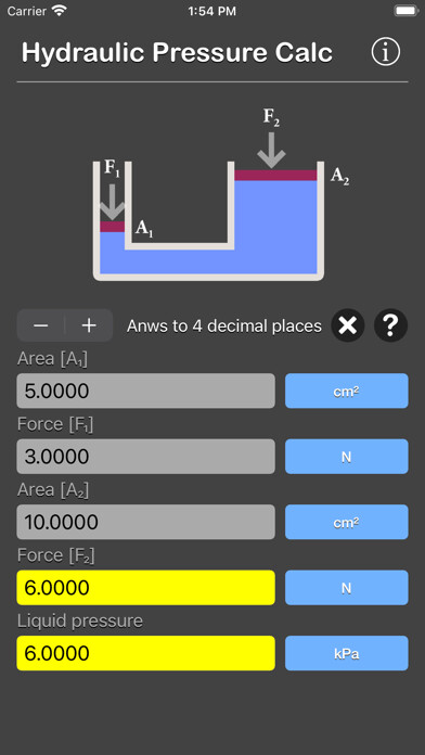 Emulate iPhone app Hydraulic Pressure Calculator using MyAndroid